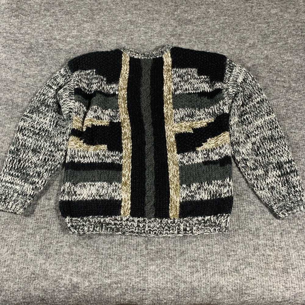 Vintage Oakton Sweater Mens Medium Black Abstract Streetwear Acrylic Retro 90s